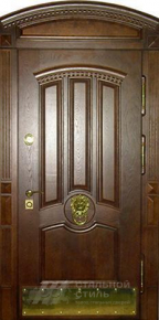 Филенчатая арочная стальная дверь в коттедж с отделкой МДФ ПВХ - фото